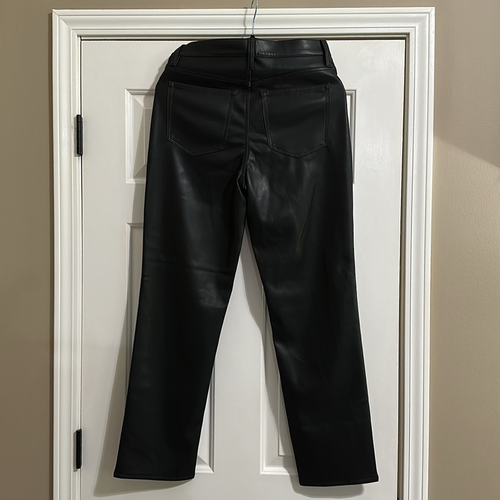 J.Crew Factory Full Length Straight Leg Pant in Black Faux Leather - Picture 7 of 8